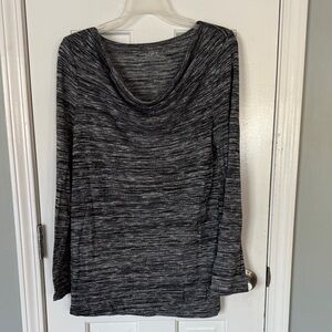 LOFT Women's Charcoal Heather Long Sleeve Top